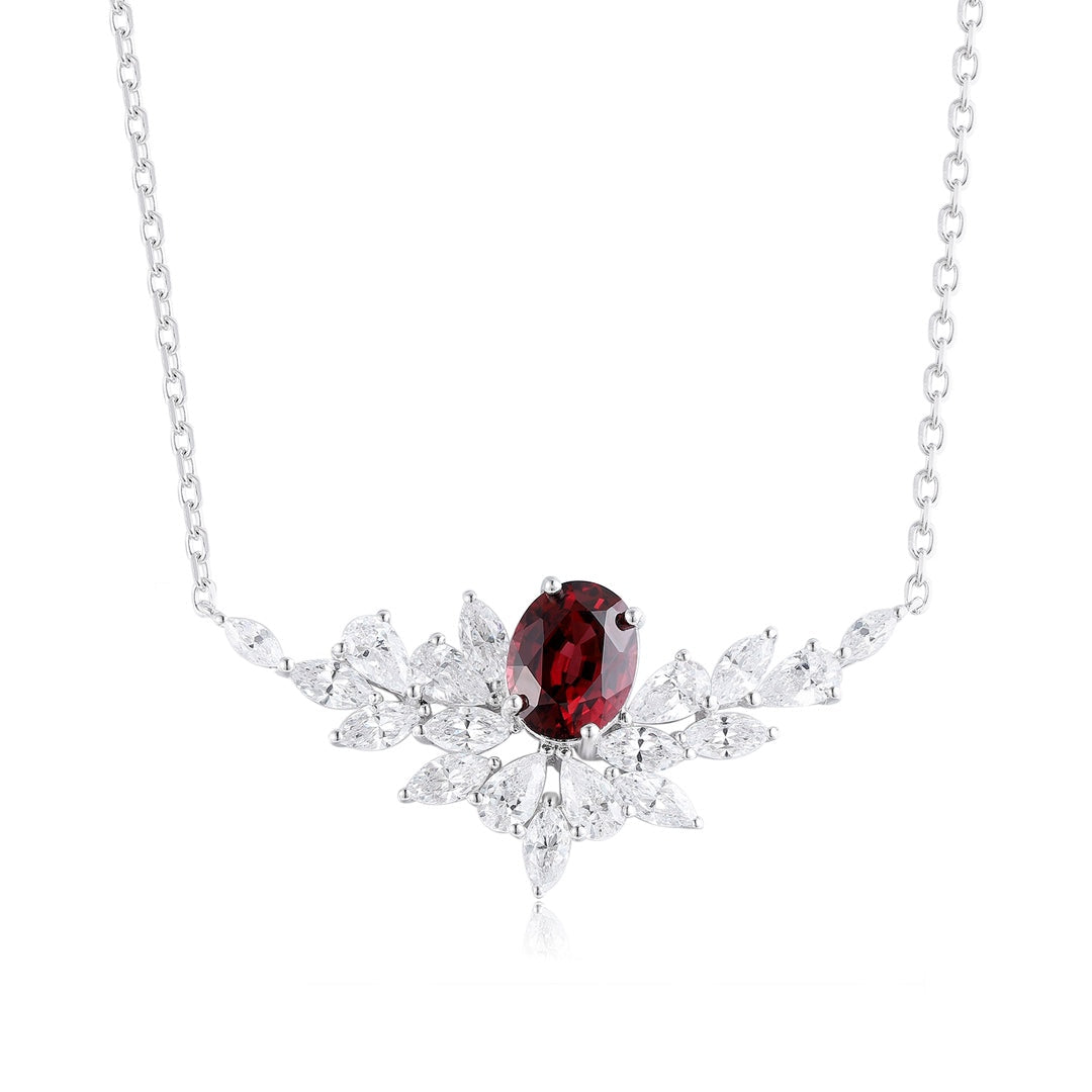 S925 Silver 2.3ct Natural Garnet Necklace A JN021Y