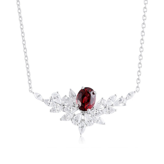 S925 Silver 2.3ct Natural Garnet Necklace A JN021Y