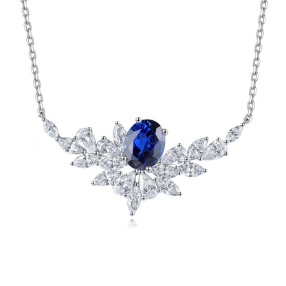 S925 Silver 2.4ct Lab Grown Blue Treasure Necklace A JSABN021Y
