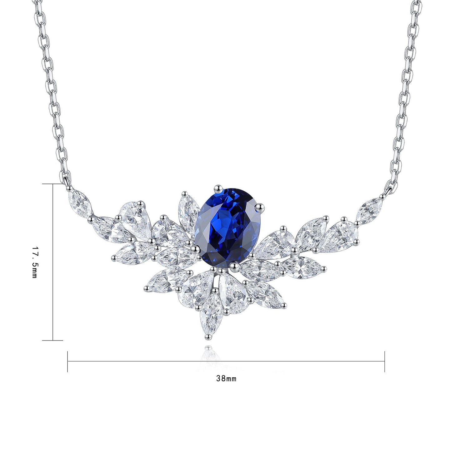 S925 Silver 2.4ct Lab Grown Blue Treasure Necklace A JSABN021Y