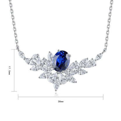 S925 Silver 2.4ct Lab Grown Blue Treasure Necklace A JSABN021Y