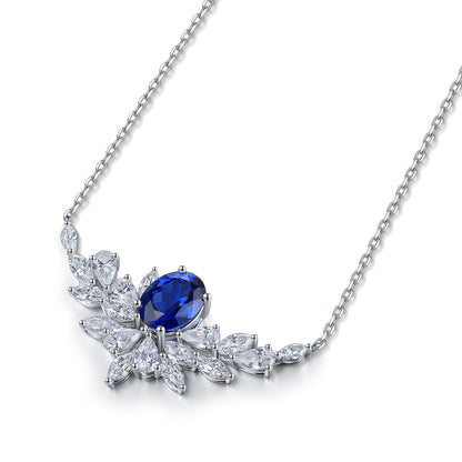 S925 Silver 2.4ct Lab Grown Blue Treasure Necklace A JSABN021Y