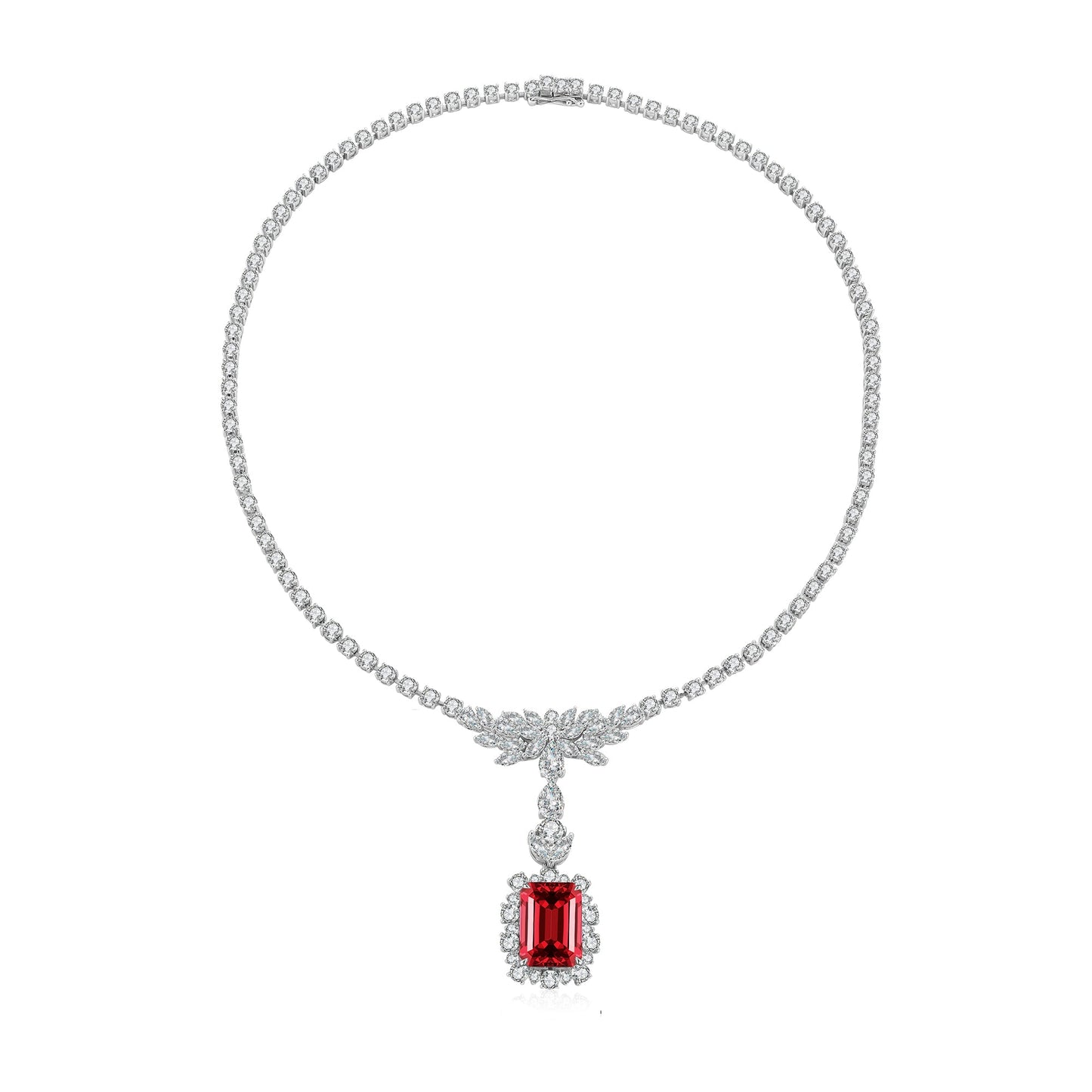 S925 Silver 13.94ct Lab Grown Ruby Treasure Luxury Large Chain A JRURN348Y