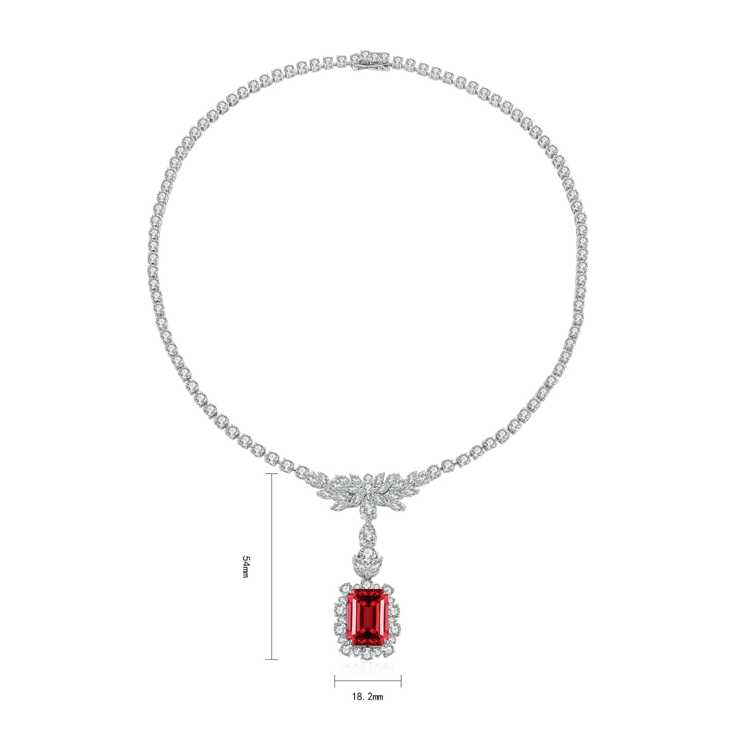 S925 Silver 13.94ct Lab Grown Ruby Treasure Luxury Large Chain A JRURN348Y