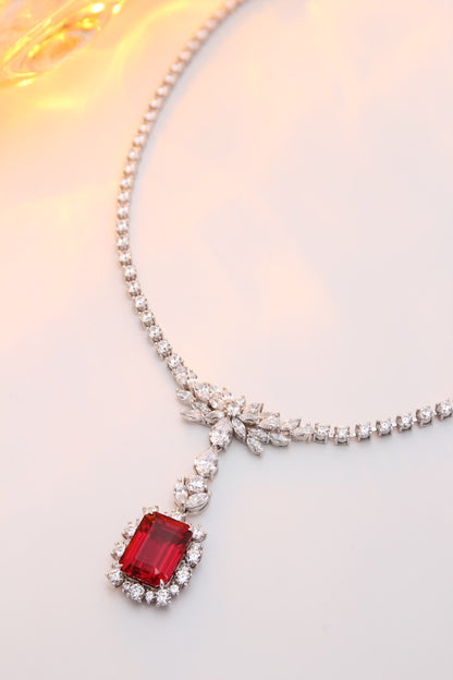 S925 Silver 13.94ct Lab Grown Ruby Treasure Luxury Large Chain A JRURN348Y