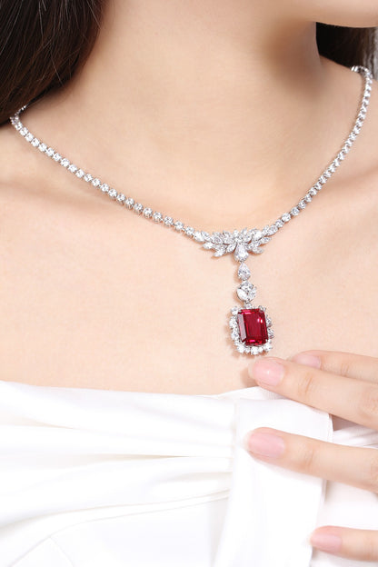 S925 Silver 13.94ct Lab Grown Ruby Treasure Luxury Large Chain A JRURN348Y