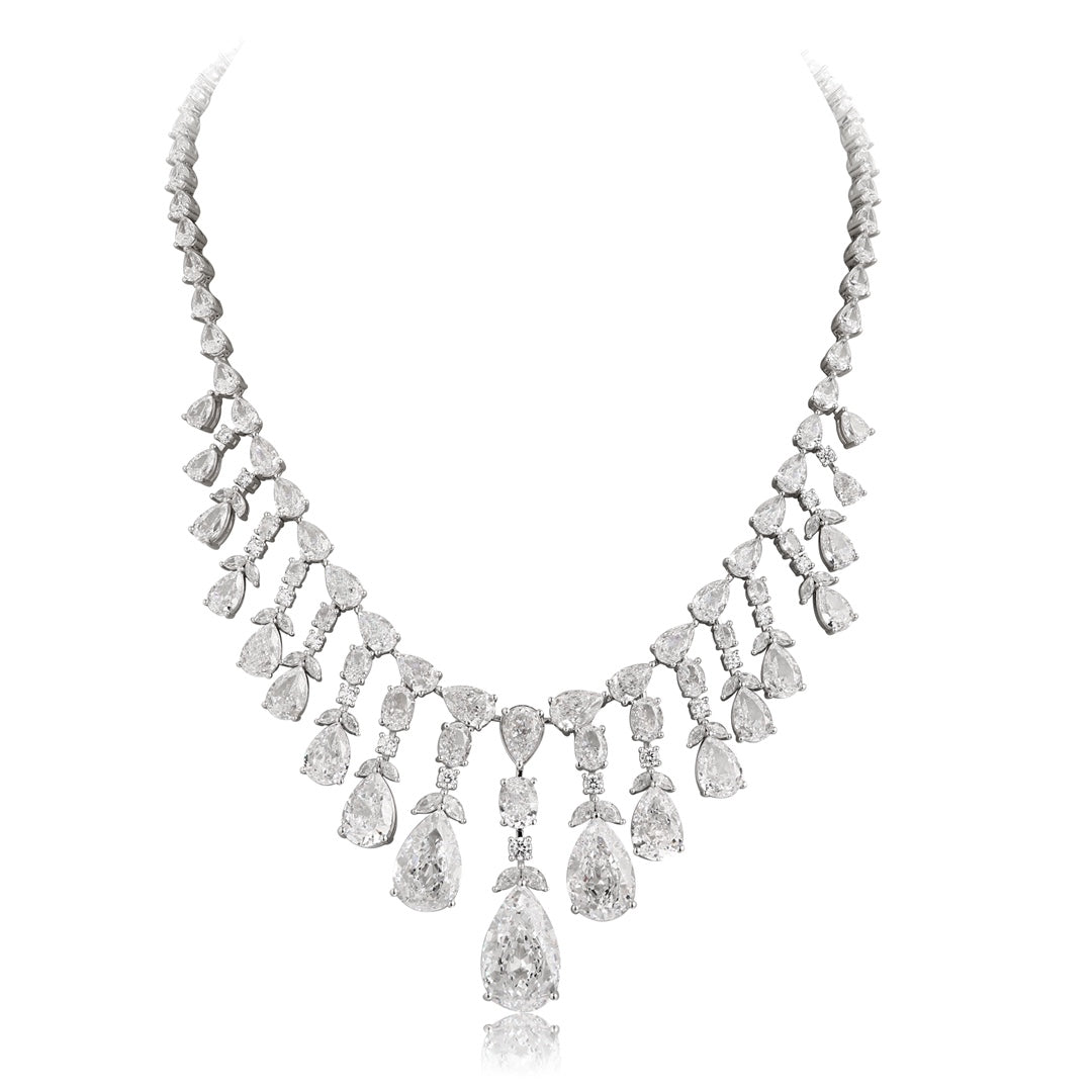 S925 Silver 26.995ct Imitation White Diamond Necklace A PPSWN581Y