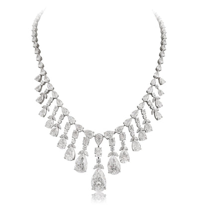 S925 Silver 26.995ct Imitation White Diamond Necklace A PPSWN581Y