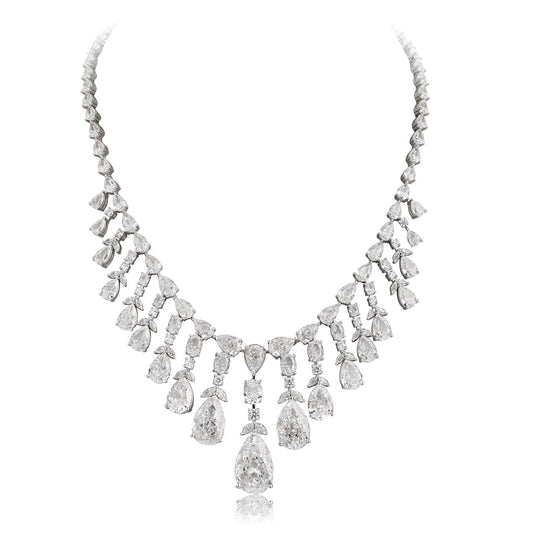 S925 Silver 26.995ct Imitation White Diamond Necklace A PPSWN581Y