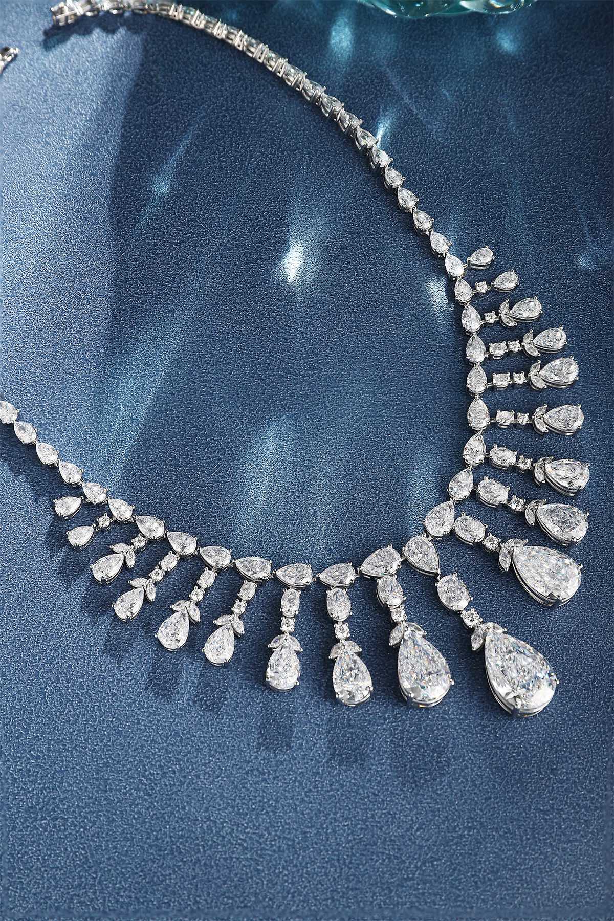 S925 Silver 26.995ct Imitation White Diamond Necklace A PPSWN581Y