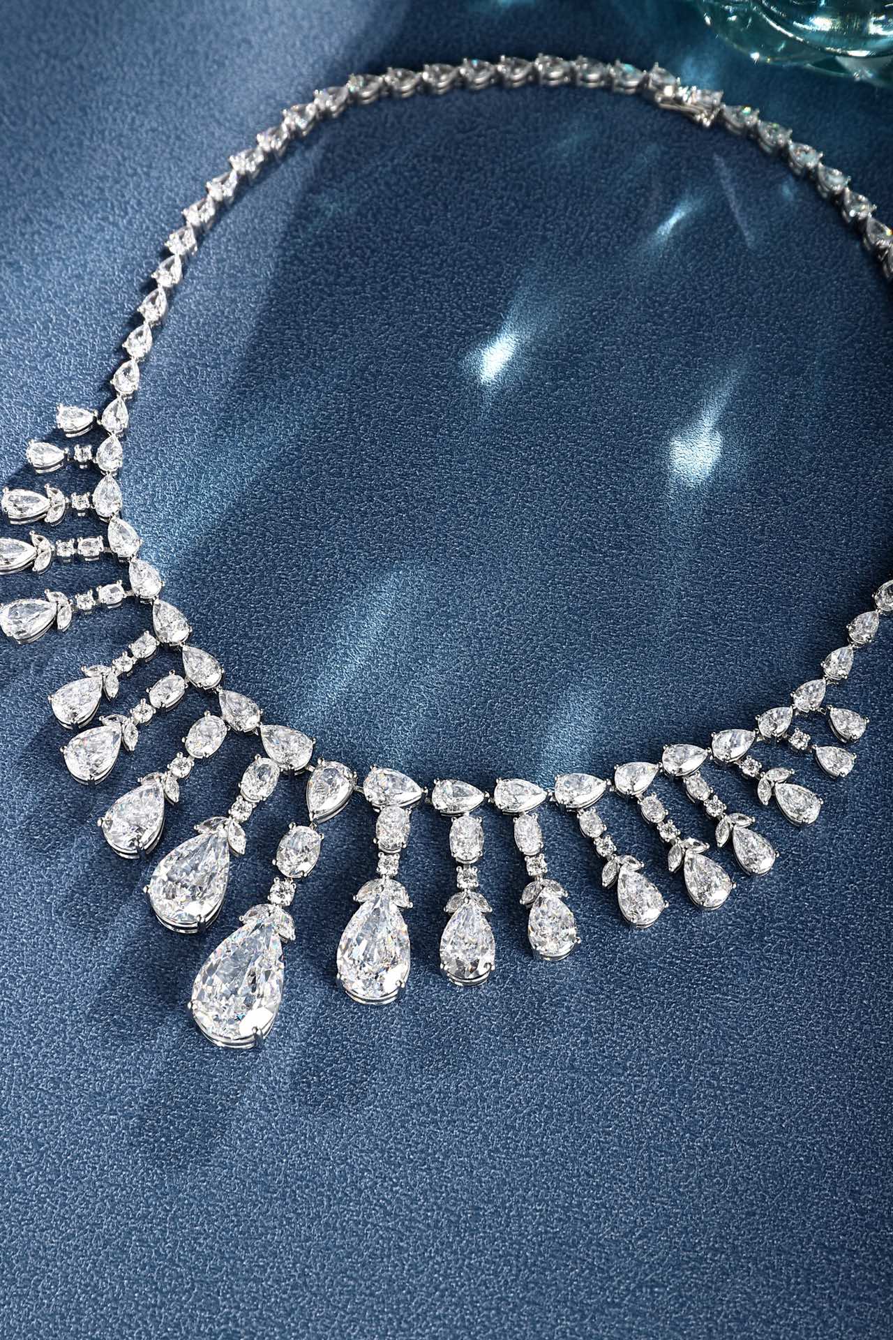 S925 Silver 26.995ct Imitation White Diamond Necklace A PPSWN581Y