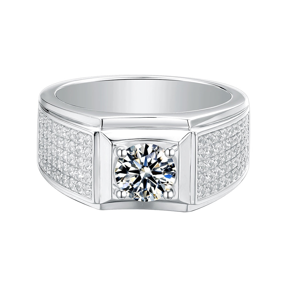 S925 Silver 1.0ct Moissanite Men's Ring Series Ⅰ