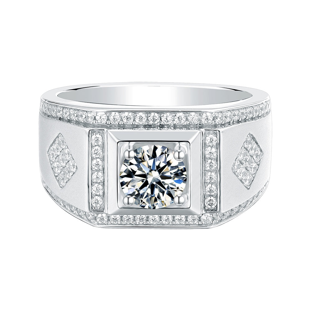 S925 Silver 1.0ct Moissanite Men's Ring Series Ⅰ