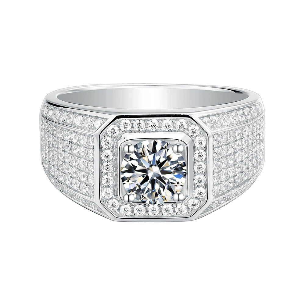 S925 Silver 1.0ct Moissanite Men's Ring Series Ⅱ