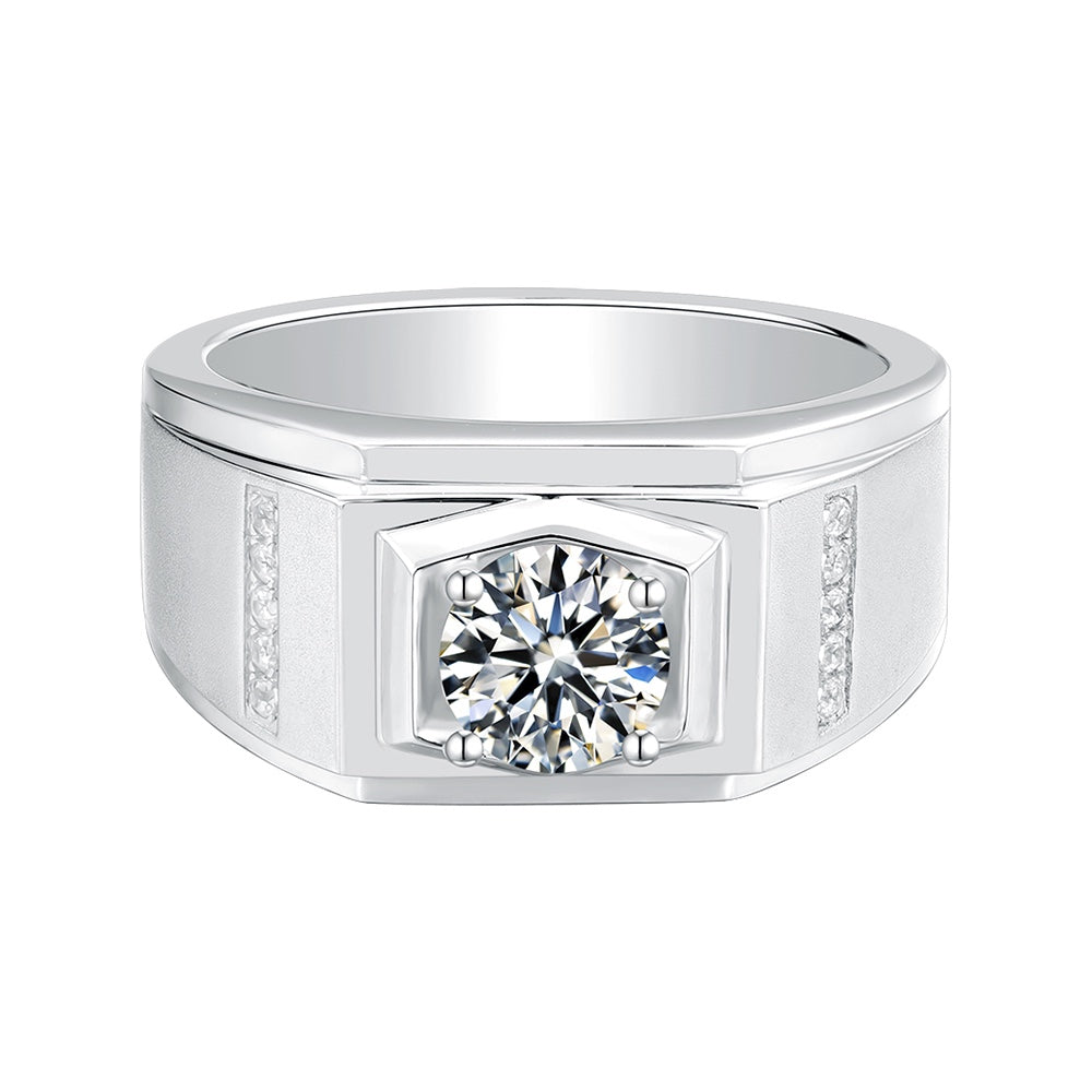 S925 Silver 1.0ct Moissanite Men's Ring Series Ⅱ