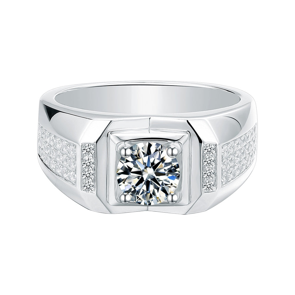 S925 Silver 1.0ct Moissanite Men's Ring Series Ⅱ