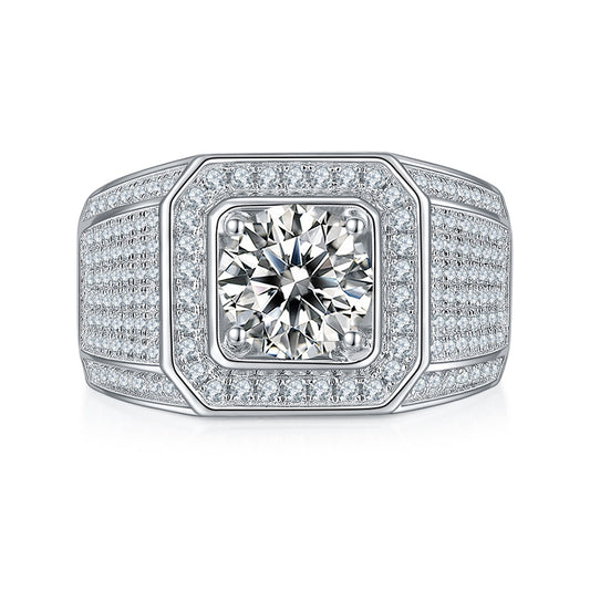 S925 Silver 2.0ct Moissanite Men's Ring Series