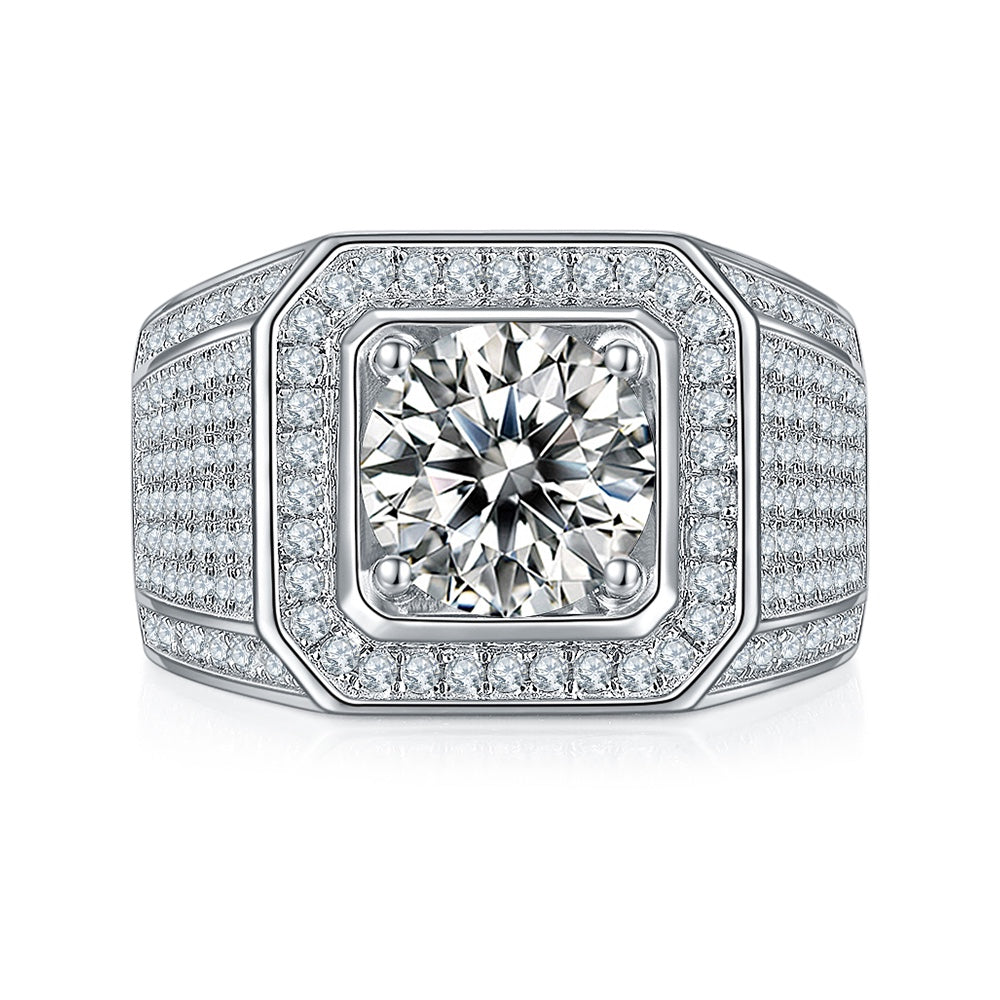 S925 Silver 3.0ct Moissanite Men's Ring Series