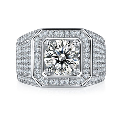 S925 Silver 3.0ct Moissanite Men's Ring Series