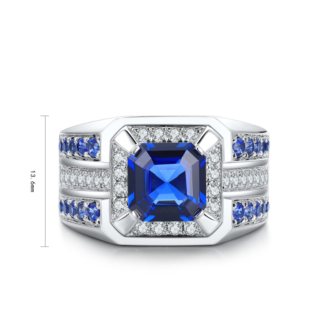 S925 Silver 2.96ct Lab Grown Blue Treasure Male Ring A JSABR937Y