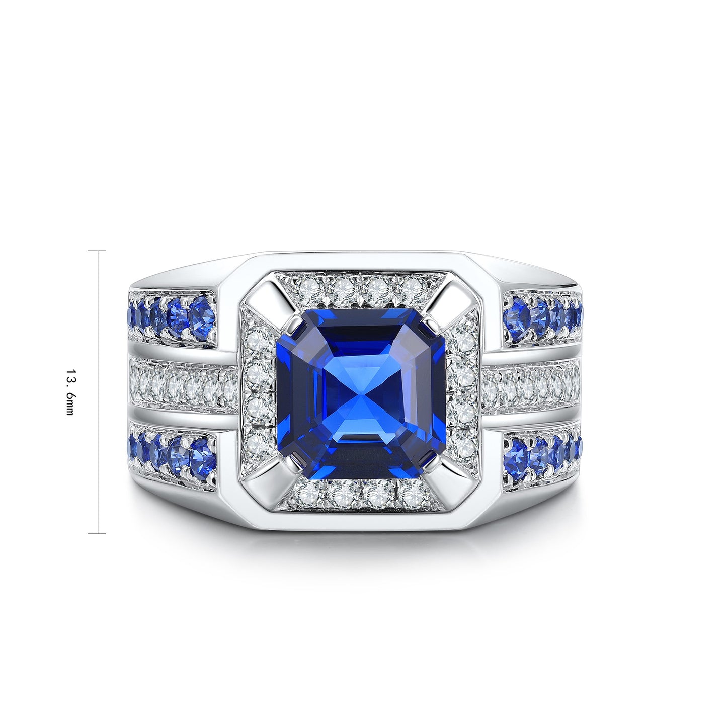 S925 Silver 2.96ct Lab Grown Blue Treasure Male Ring A JSABR937Y