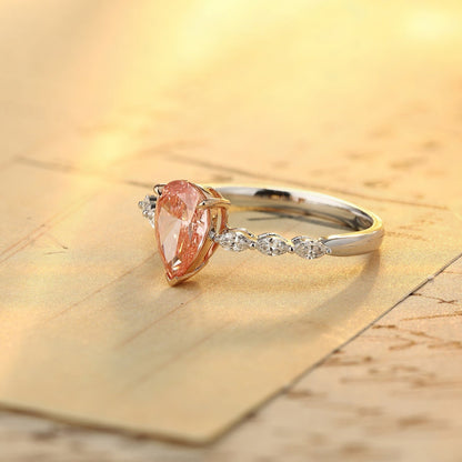 PT950 18K 1.01ct Pear Shaped Lab Grown Pink Colors Diamond Ring