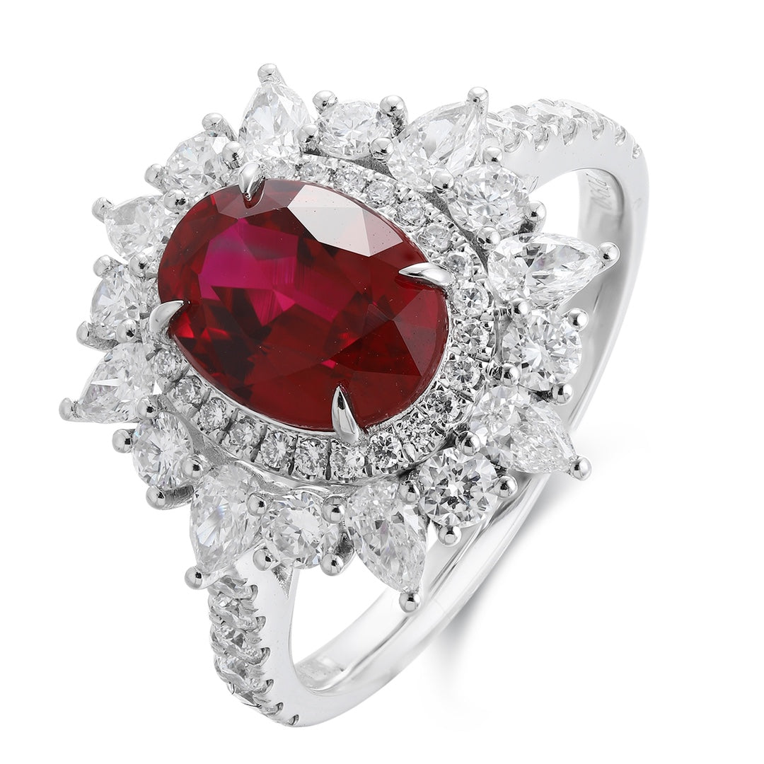 S925 1.76ct Lab Grown Diamond Lab Grown Ruby Treasure Ring