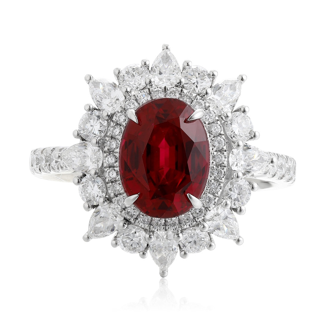 S925 1.76ct Lab Grown Diamond Lab Grown Ruby Treasure Ring