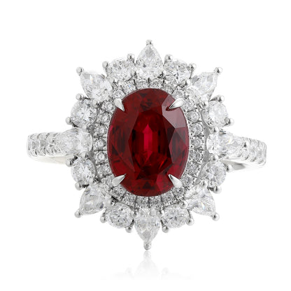 PT950 1.76ct Lab Grown Diamond Lab Grown Ruby Treasure Ring