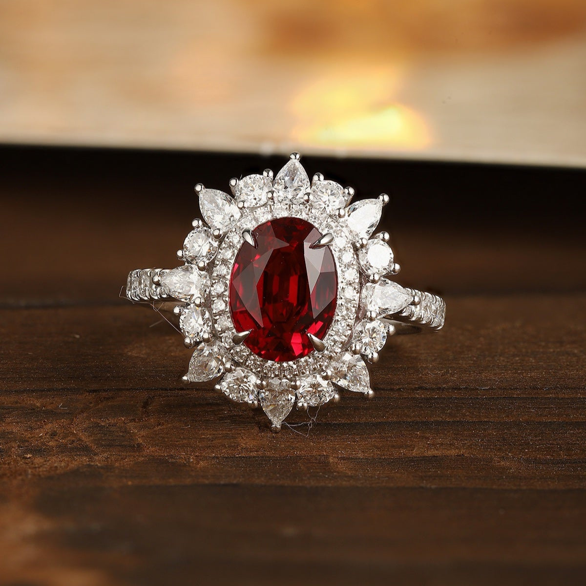 S925 1.76ct Lab Grown Diamond Lab Grown Ruby Treasure Ring