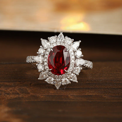 PT950 1.76ct Lab Grown Diamond Lab Grown Ruby Treasure Ring