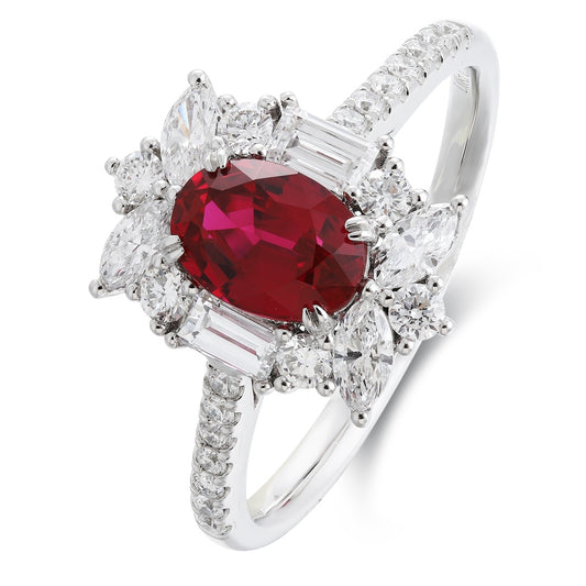 PT950 1.08ct Lab Grown Diamond Lab Grown Ruby Treasure Ring