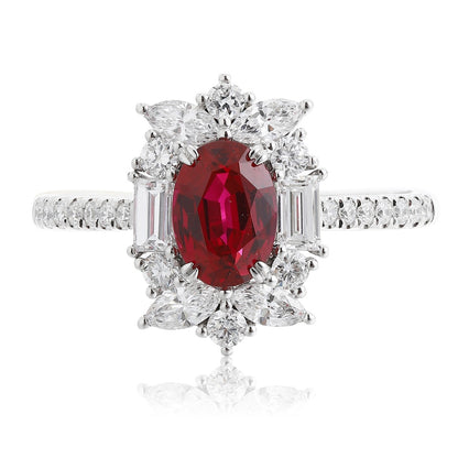 PT950 1.08ct Lab Grown Diamond Lab Grown Ruby Treasure Ring
