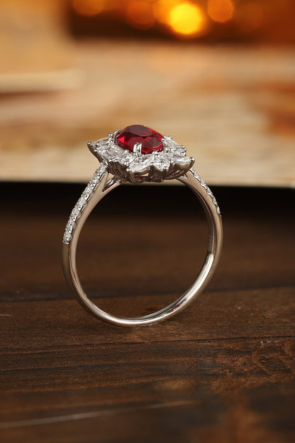 PT950 1.08ct Lab Grown Diamond Lab Grown Ruby Treasure Ring