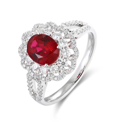 PT950 1.61ct Lab Grown Diamond Lab Grown Ruby Treasure Ring