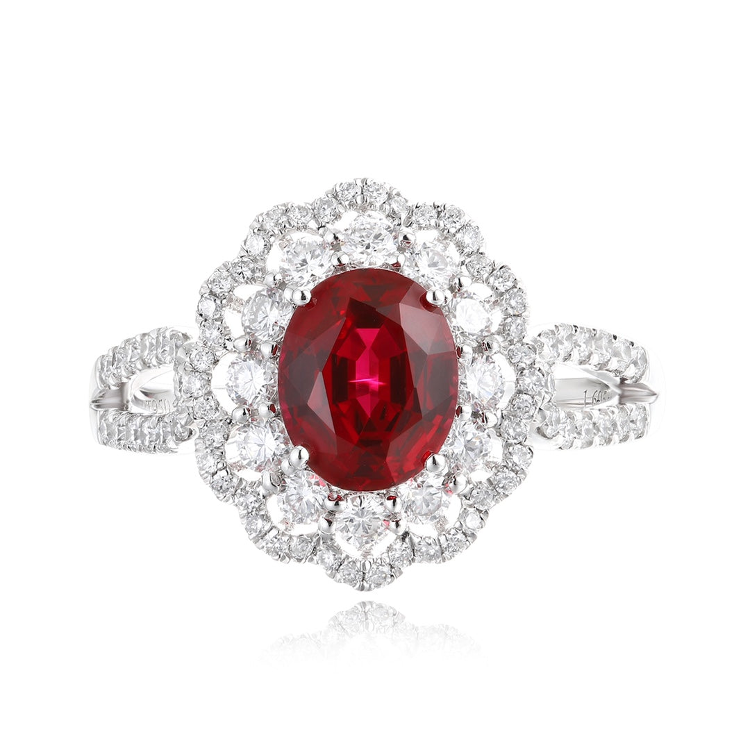 PT950 1.61ct Lab Grown Diamond Lab Grown Ruby Treasure Ring