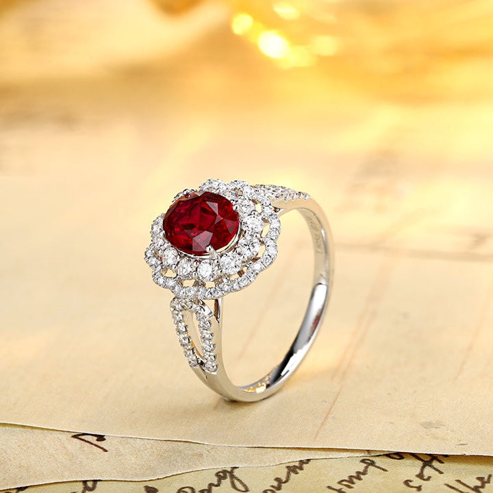 PT950 1.61ct Lab Grown Diamond Lab Grown Ruby Treasure Ring