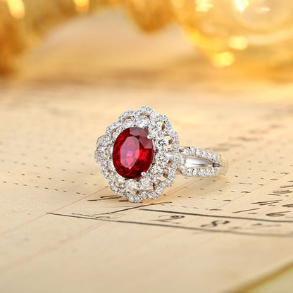 PT950 1.61ct Lab Grown Diamond Lab Grown Ruby Treasure Ring