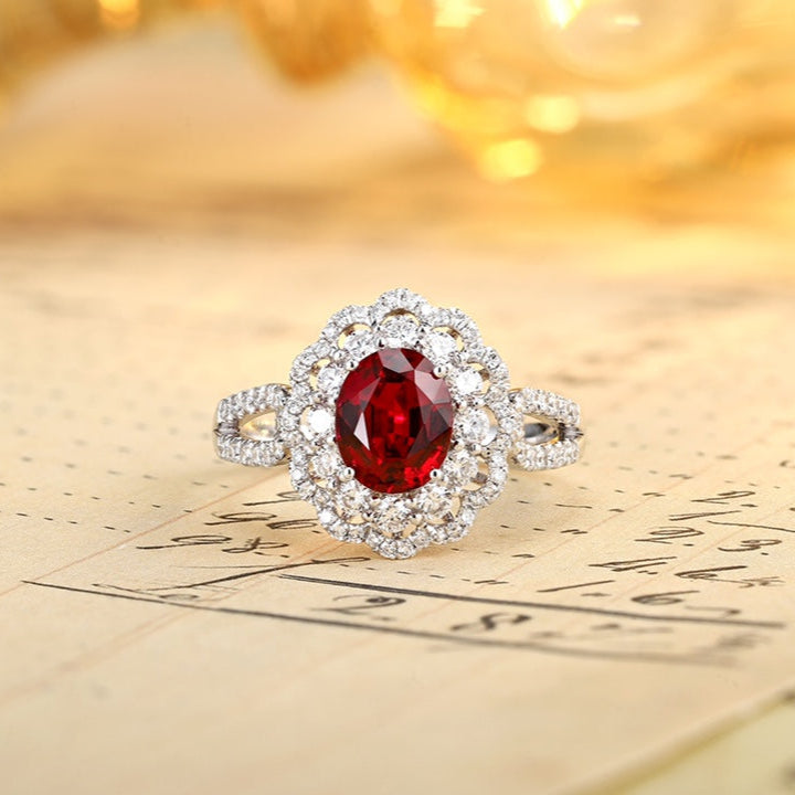 PT950 1.61ct Lab Grown Diamond Lab Grown Ruby Treasure Ring