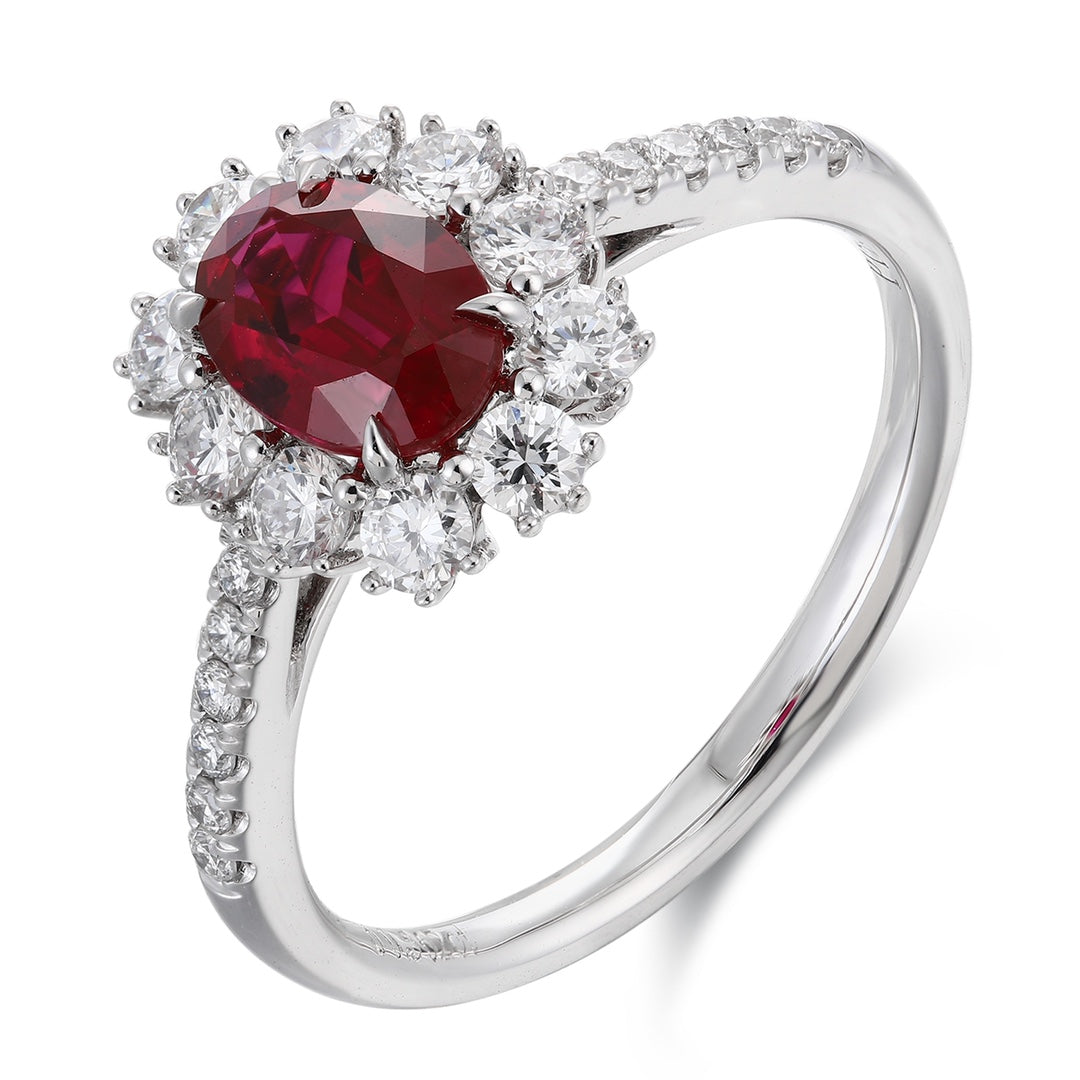 PT950 Lab Grown Diamond Lab Grown Ruby Treasure Ring