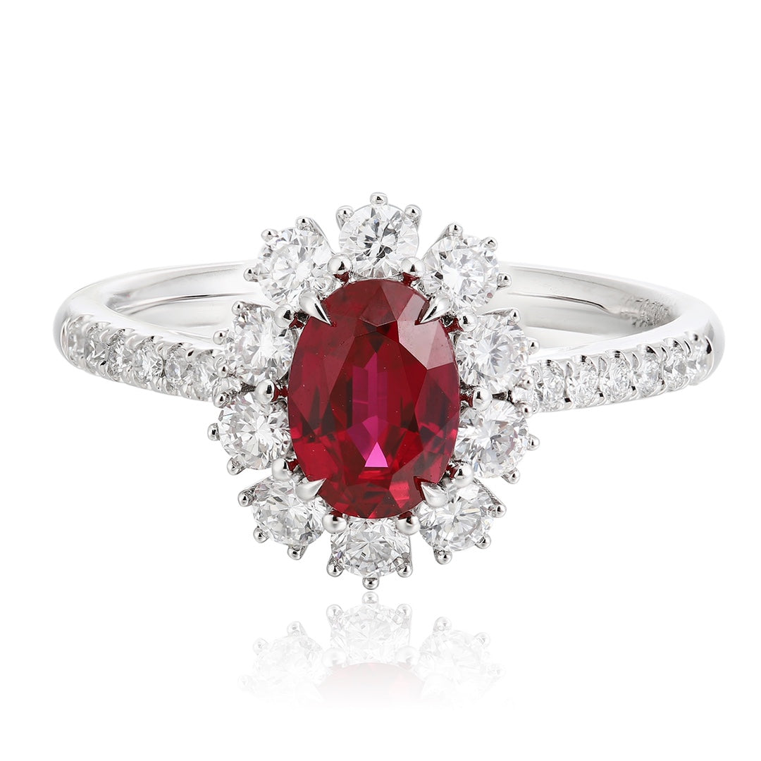 PT950 Lab Grown Diamond Lab Grown Ruby Treasure Ring