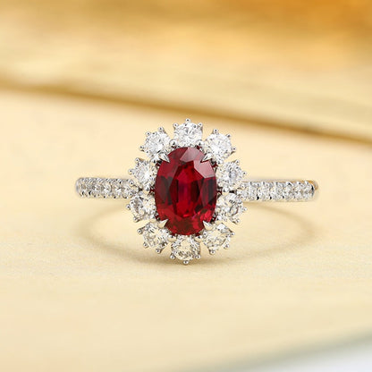 PT950 Lab Grown Diamond Lab Grown Ruby Treasure Ring