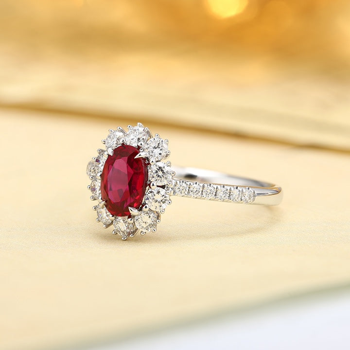 PT950 Lab Grown Diamond Lab Grown Ruby Treasure Ring