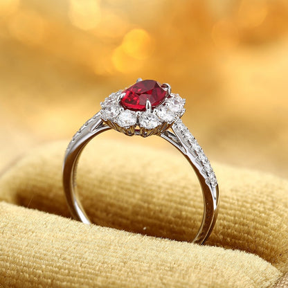 PT950 Lab Grown Diamond Lab Grown Ruby Treasure Ring