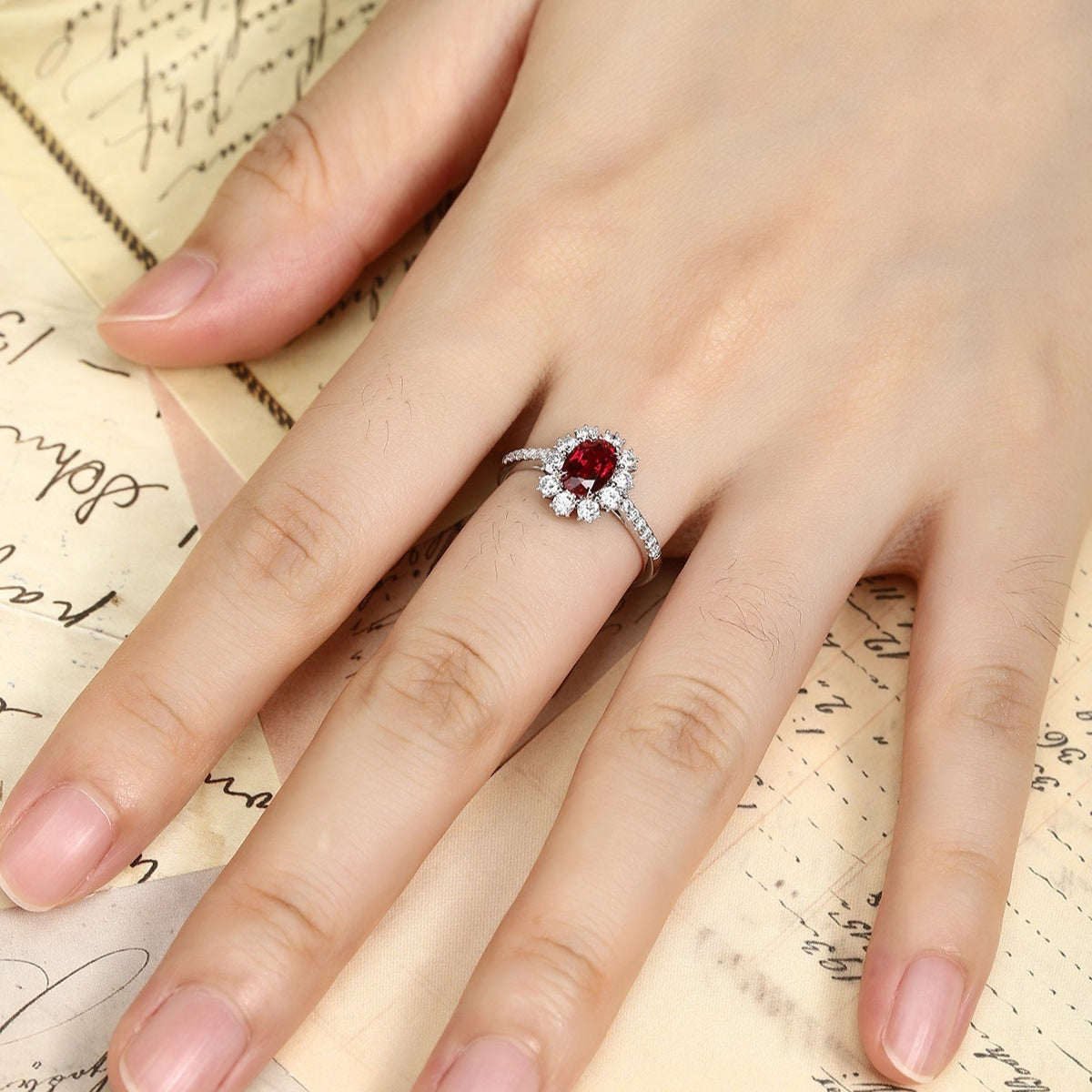 PT950 Lab Grown Diamond Lab Grown Ruby Treasure Ring