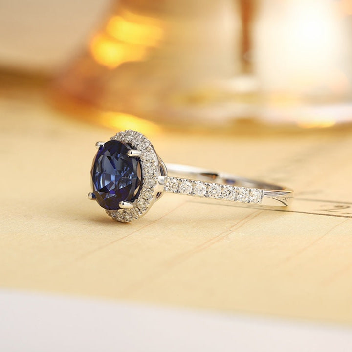 PT950 2.86ct Lab Grown Diamonds Lab Grown Blue Ring JSABR181385