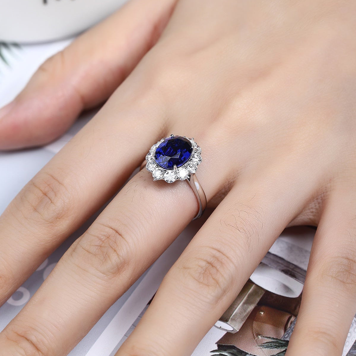 PT950 3.02ct Lab Grown Diamond Lab Grown Blue Treasure Ring