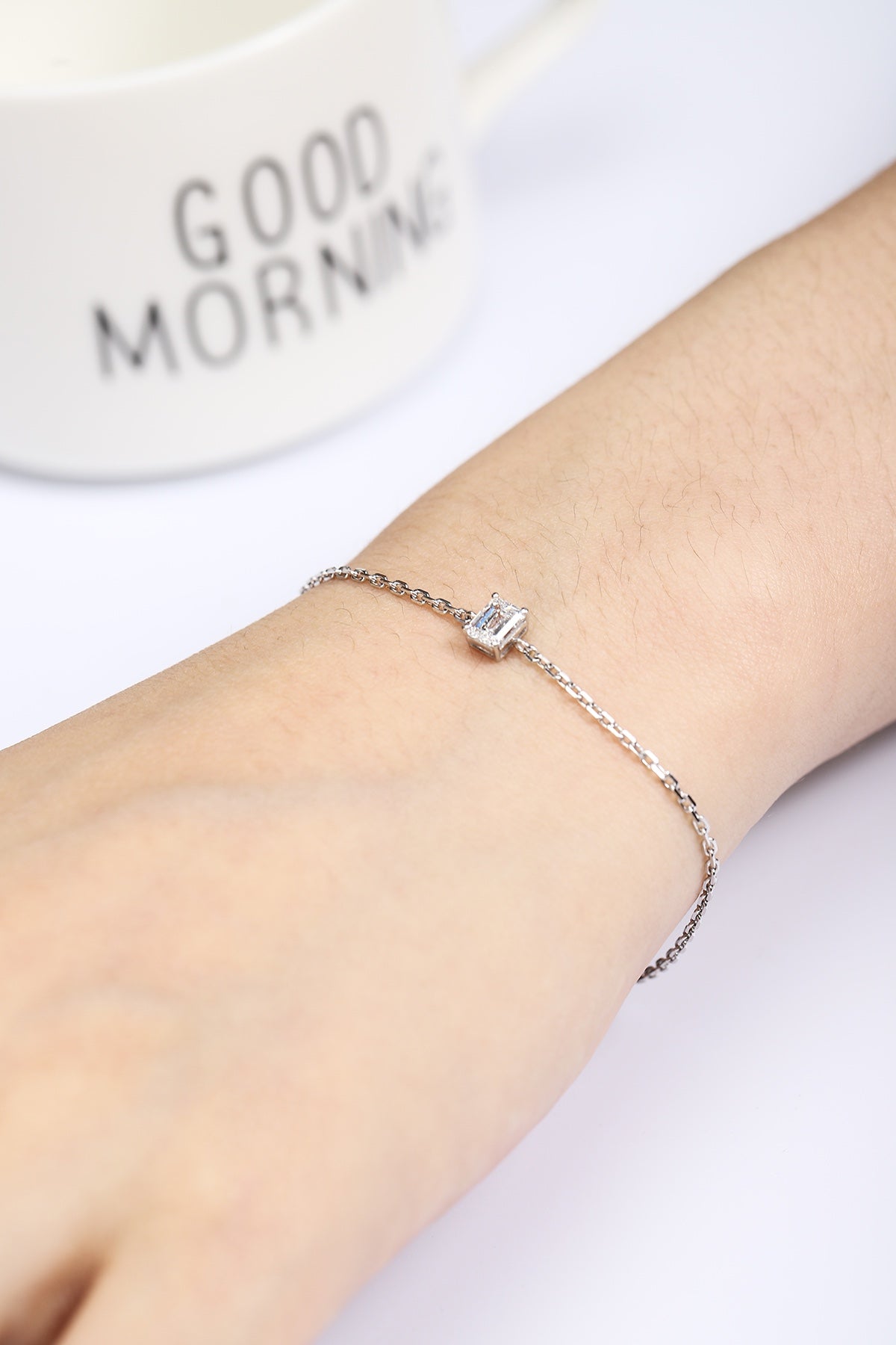 PT950 0.52ct Lab Grown Diamond Emerald Cut Bracelet