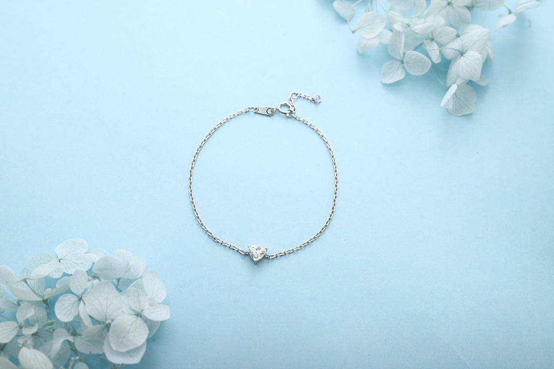 PT950 0.54ct Lab Grown Diamond Heart-Shaped Bracelet