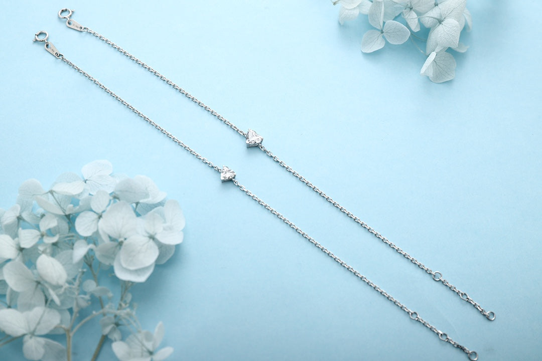 PT950 0.54ct Lab Grown Diamond Heart-Shaped Bracelet